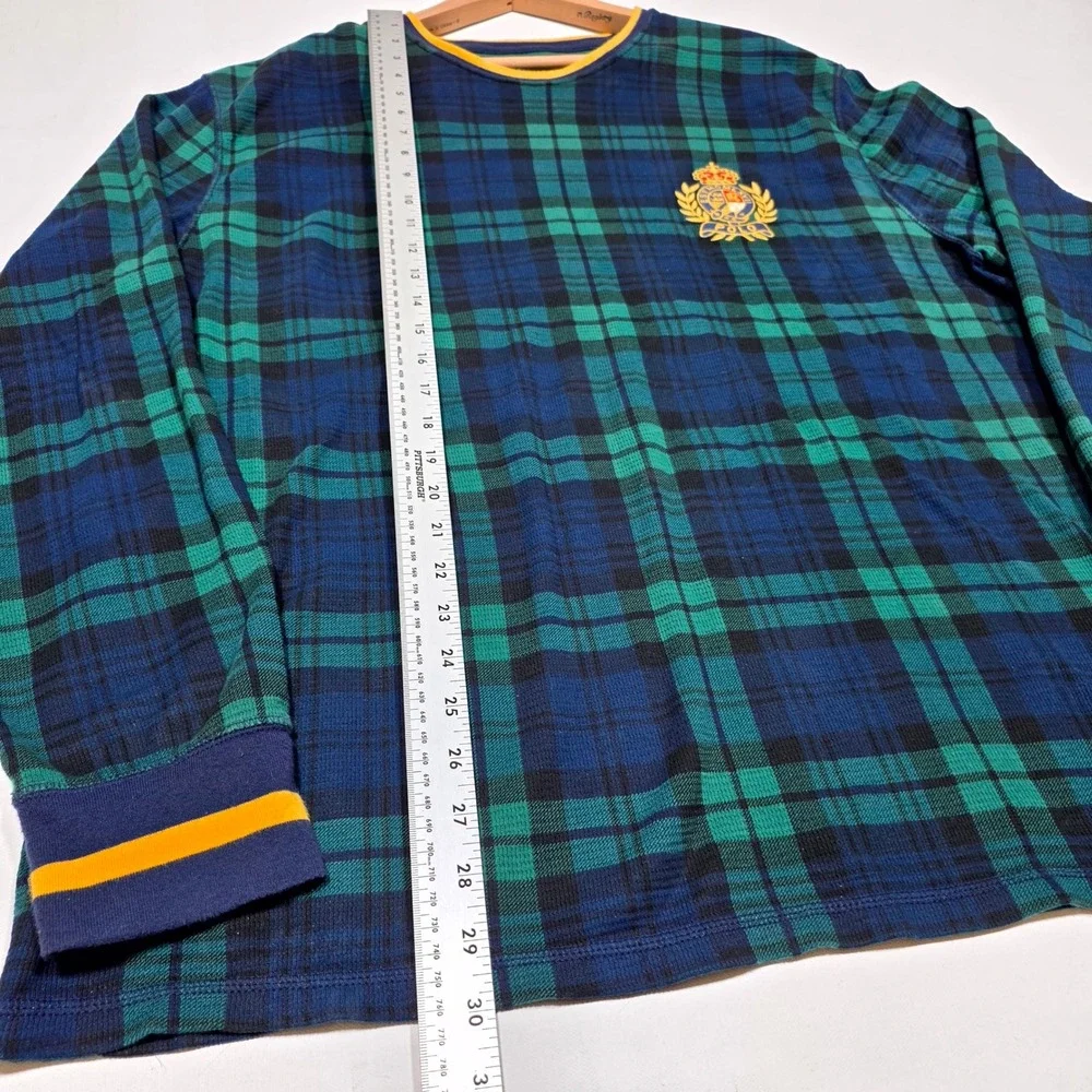Polo Ralph Lauren Sleepwear Mens 2XL Green Plaid Thermal Long Sleeve Crest Logo